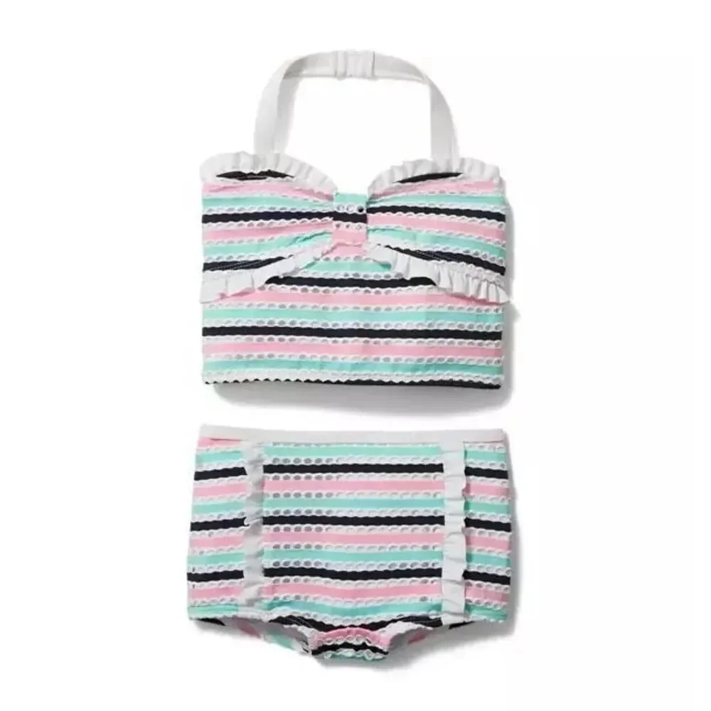 Janie and Jack 18-24 Months Baby Girl Textured Striped 2-Piece Swimsuit